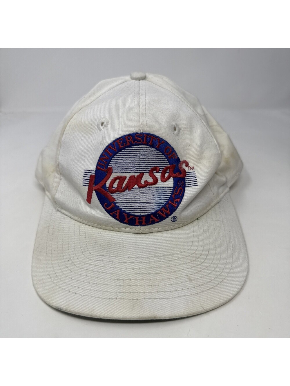 Vintage Kansas Jayhawks White SnapBack Hat